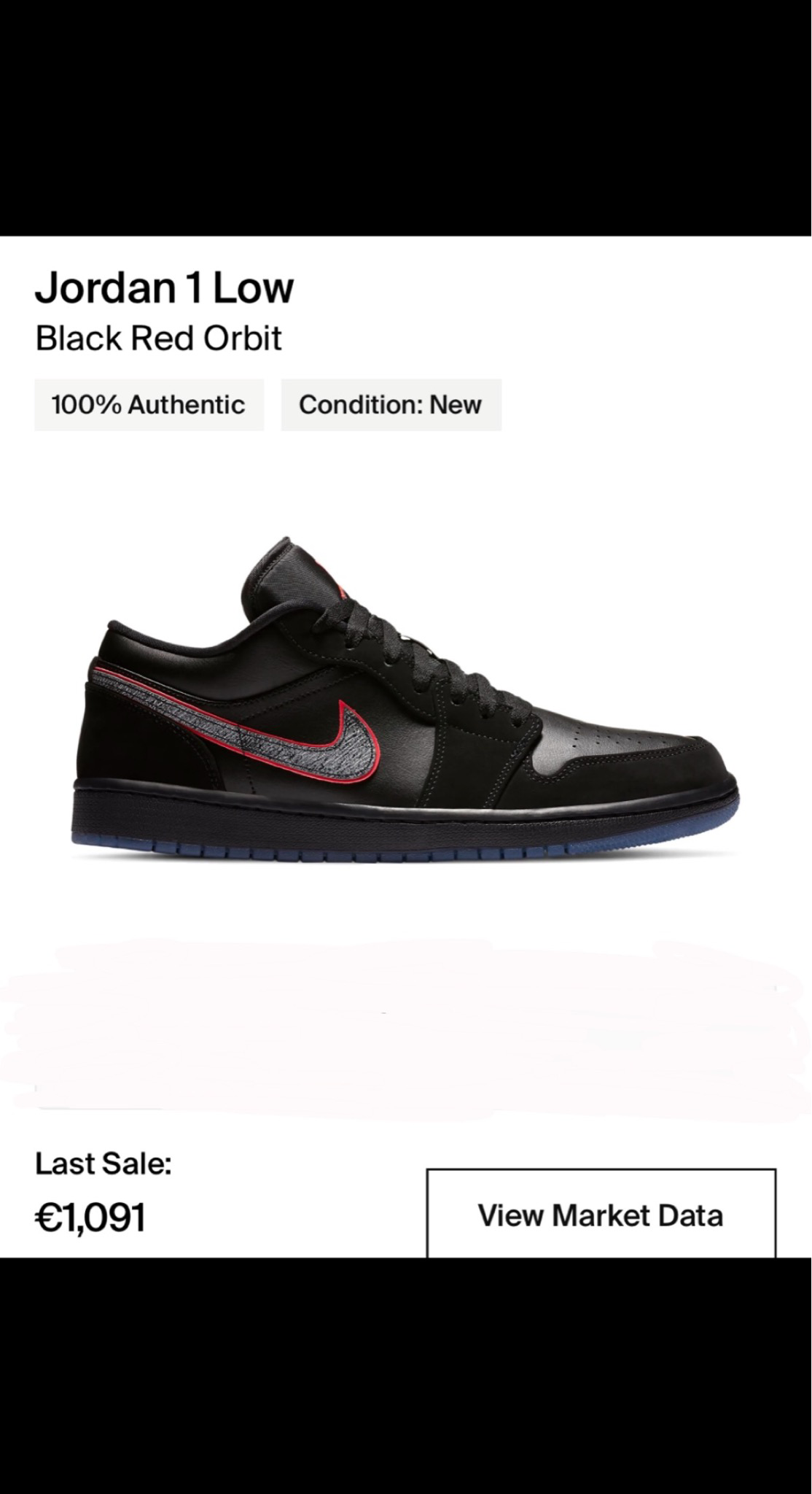 Nike Jordan 1 Low Black Red Orbit