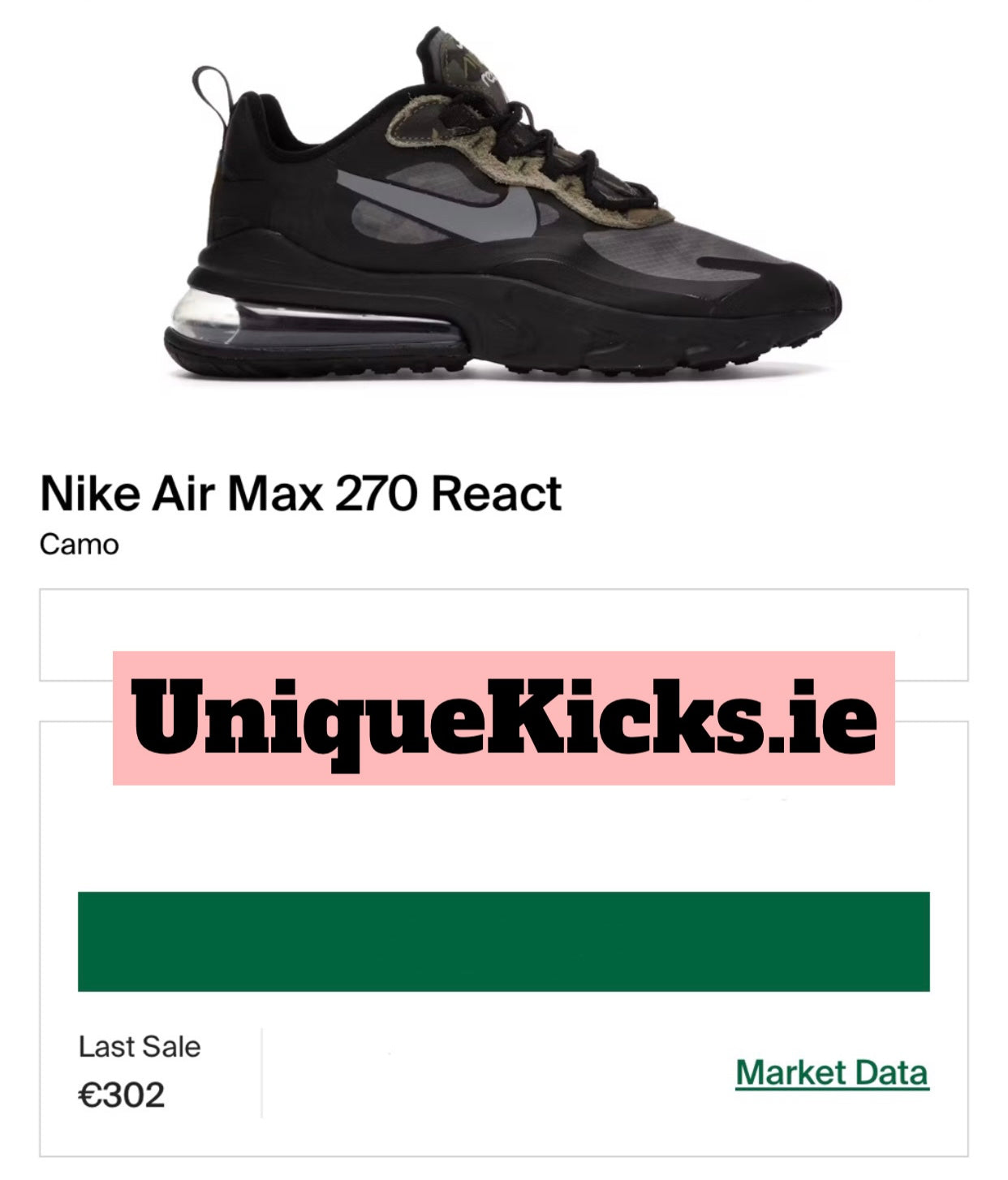 Nike Air Max 270 React Limited Edition Camo Black Grey Green Cream