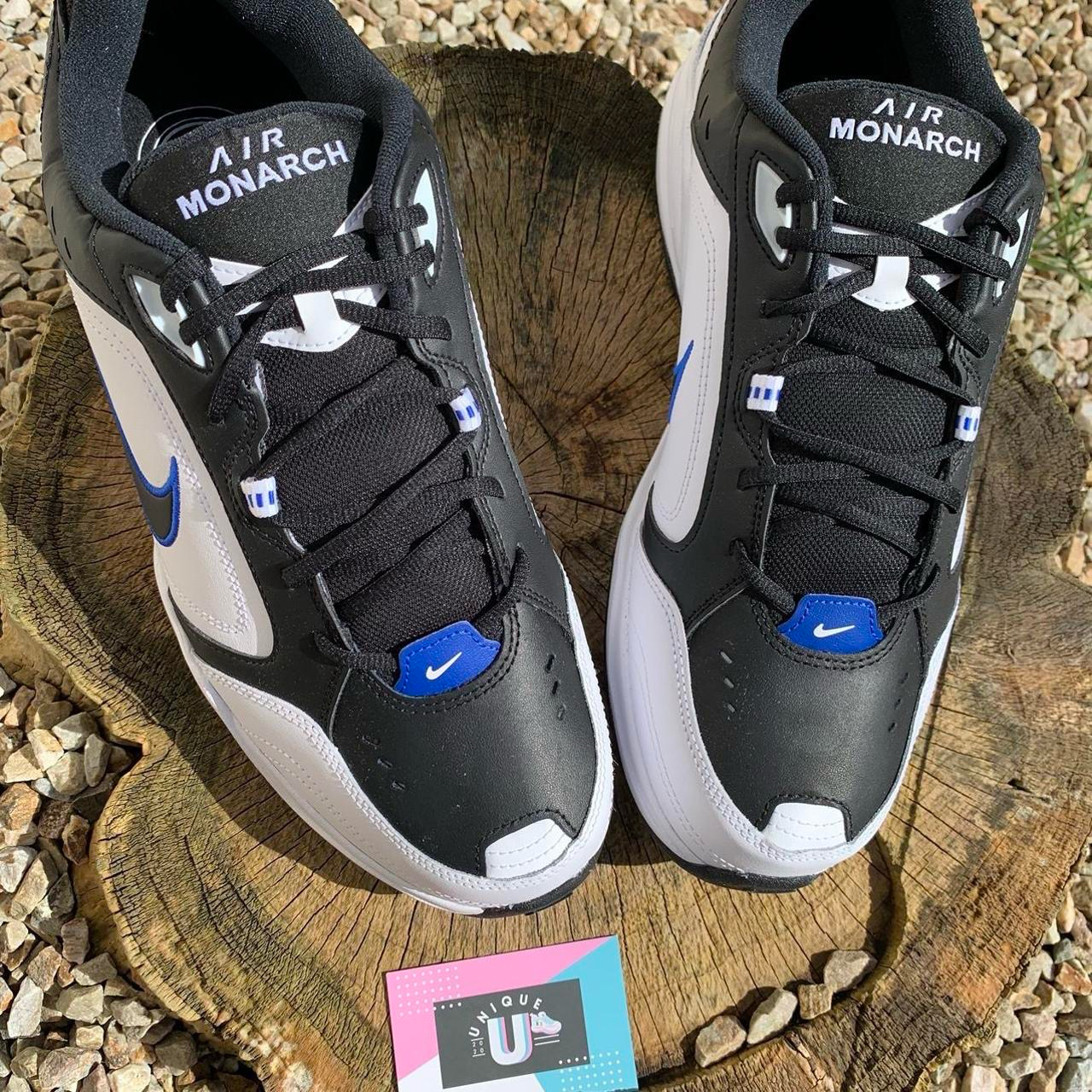Nike Air Monarch Premium Leather White Black Blue