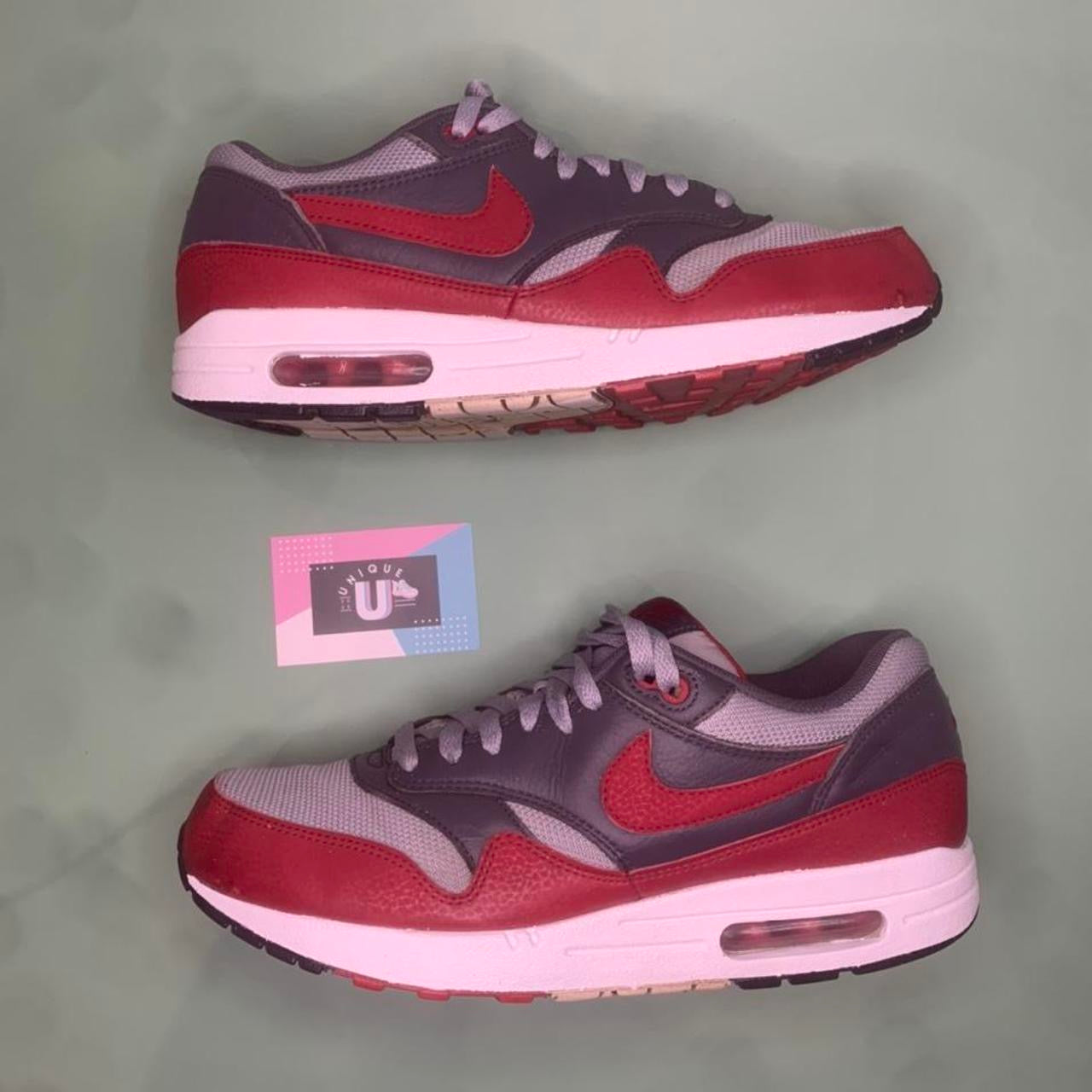 Nike Air Max 1 Essential Wolf Grey Gym Red Dark Grey