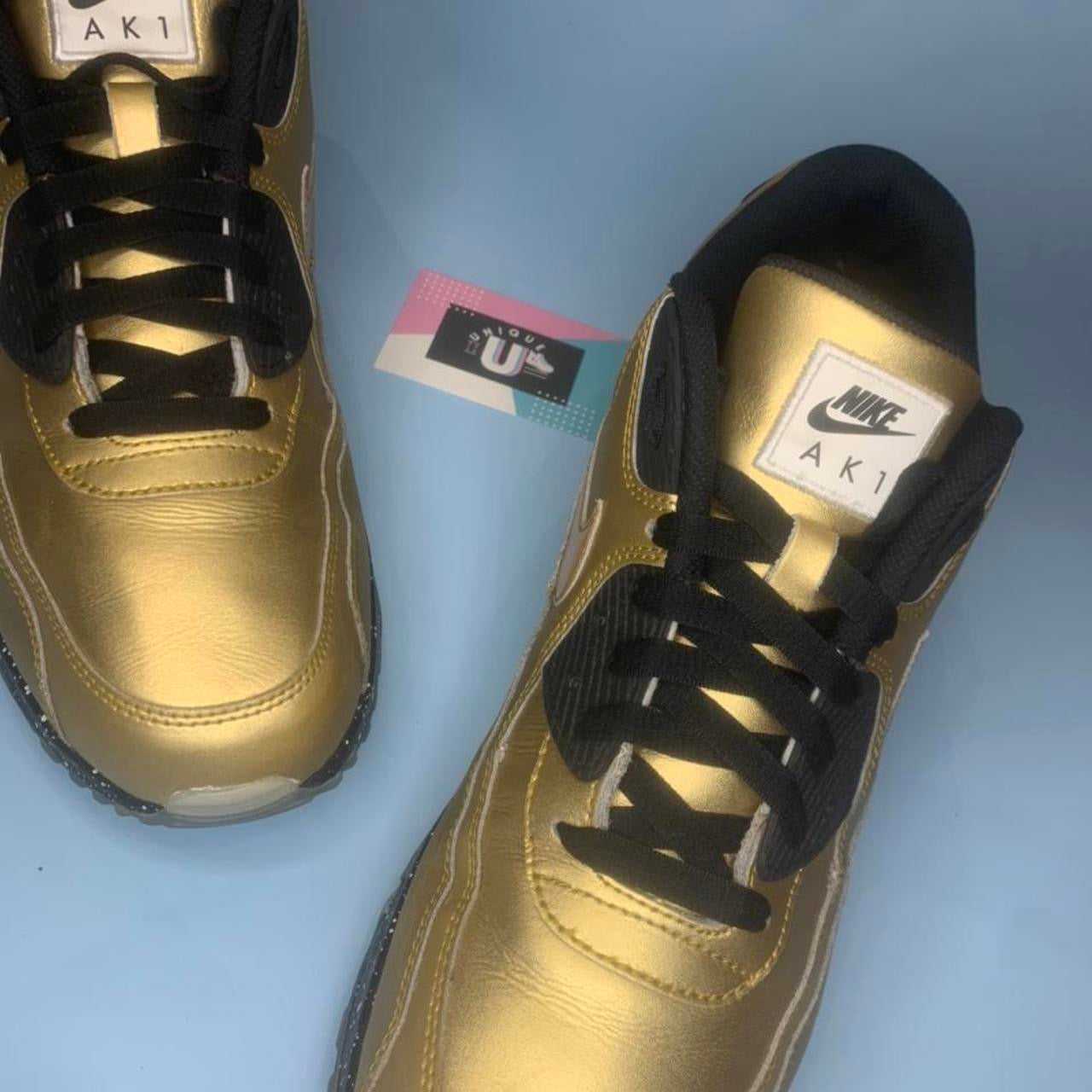 Nike Air Max 90 ID By You Gold Leather Black Speckled Limited Edition