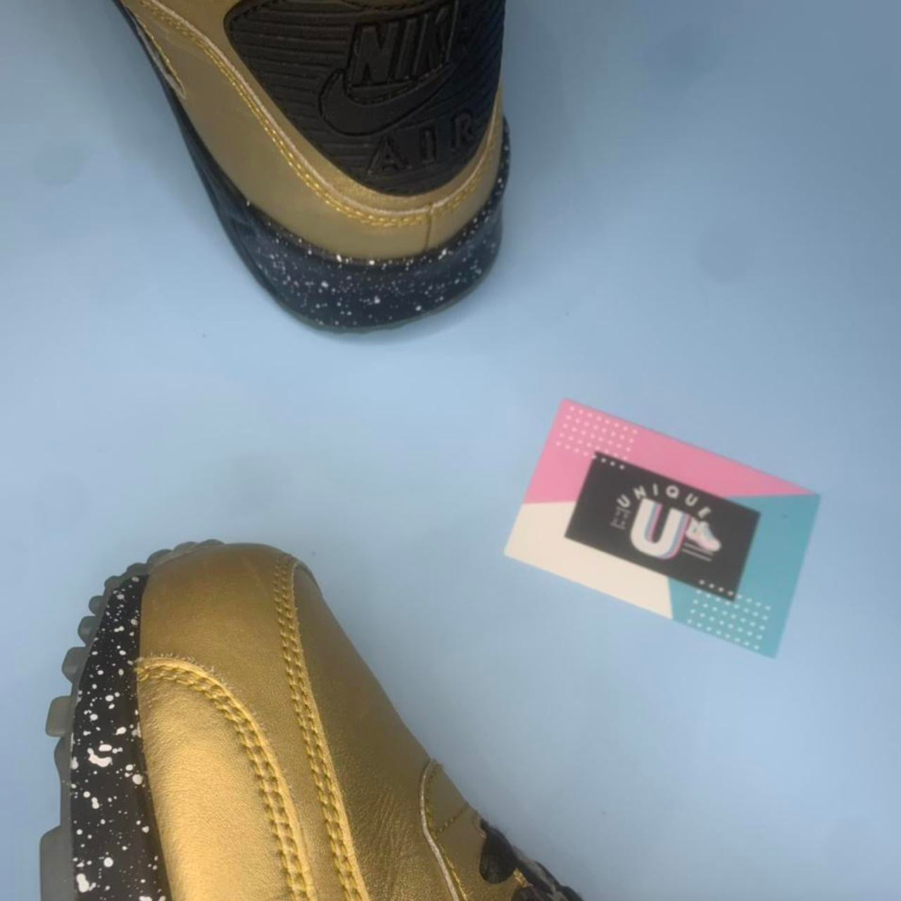 Nike Air Max 90 ID By You Gold Leather Black Speckled Limited Edition