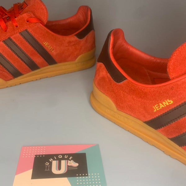Adidas Originals Jeans Premium Red Suede Black Gum Footballc