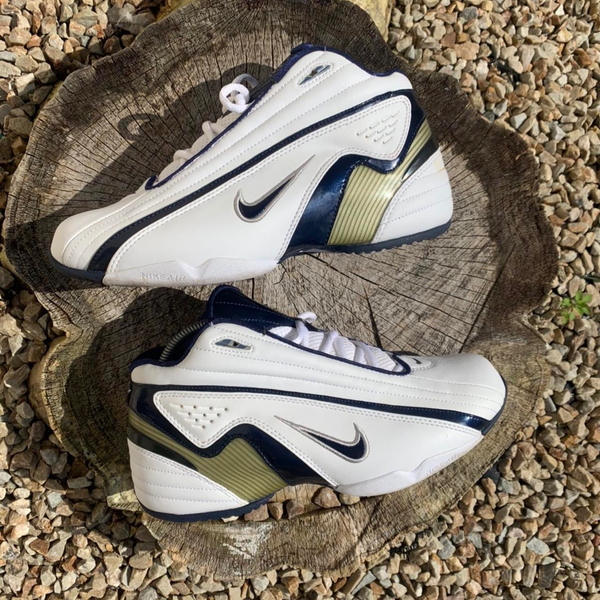 Nike Mids Vintage White Leather Navy Cream Basketball Sneakers