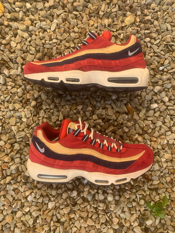 Nike Air Max 95 Red Crush Suede Navy Cream
