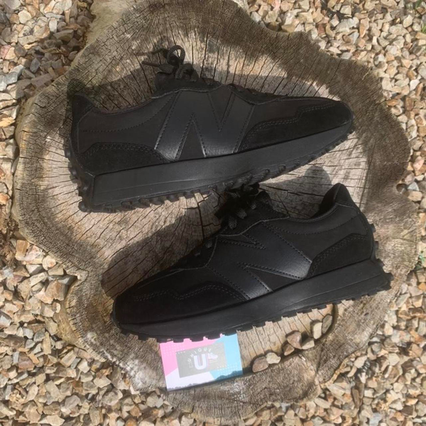 New Balance 327 All Black Suede Mesh