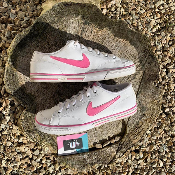 Nike White Pink Leather Retro Premium Rubber Sole