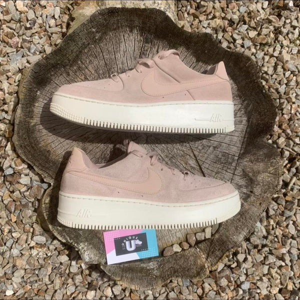 Nike Air Force 1 Low Sage Wedge Pink Suede Cream