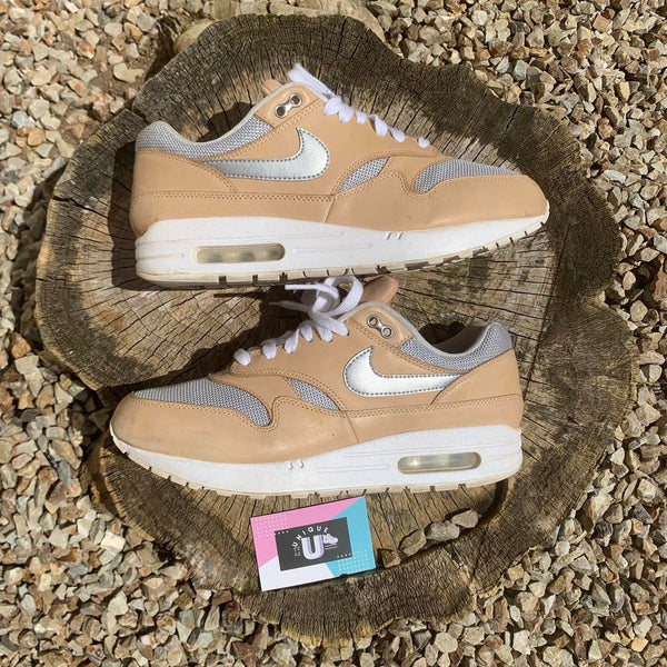 Nike Air Max 1 Premium PRM Vachetta Tan Cream Leather Silver Grey