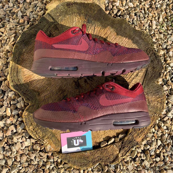 Nike Air Max 1 Ultra Flyknit Team Red Burgundy Maroon
