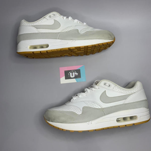 Nike Air Max 1 Premium Essential White Leather Grey Suede Gum