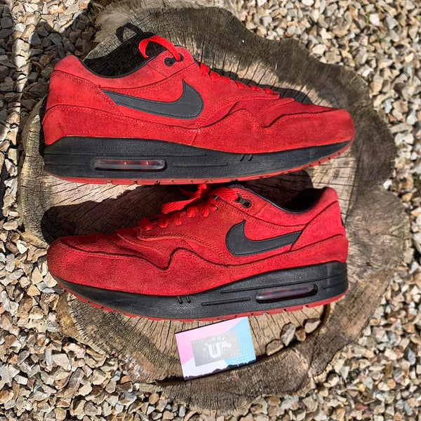 Nike Air Max 1 Premium Red Black Leather Pimento