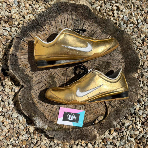Nike Shox R2 Gold Leather White Black R4
