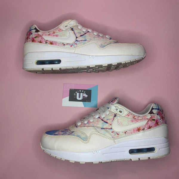 Nike Air Max 1 Premium Blossim Retro White Leather Pink Blue Hemp