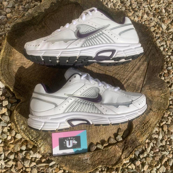 Nike White Leather Vintage Impact Groove Purple Grey Silver