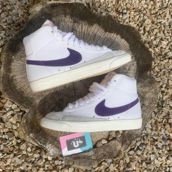 Nike Blazer Mid Premium White Purple Leather Grey Suede