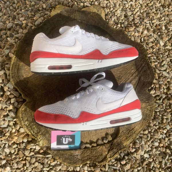 Nike Air Max 1 Retro Anniversary OG Vintage White Mesh Red Suede