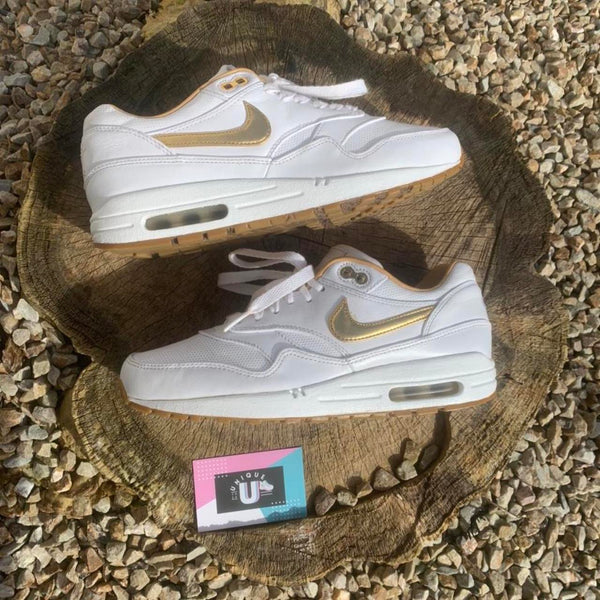 Nike Air Max 1 Premium Retro White Leather Gold
