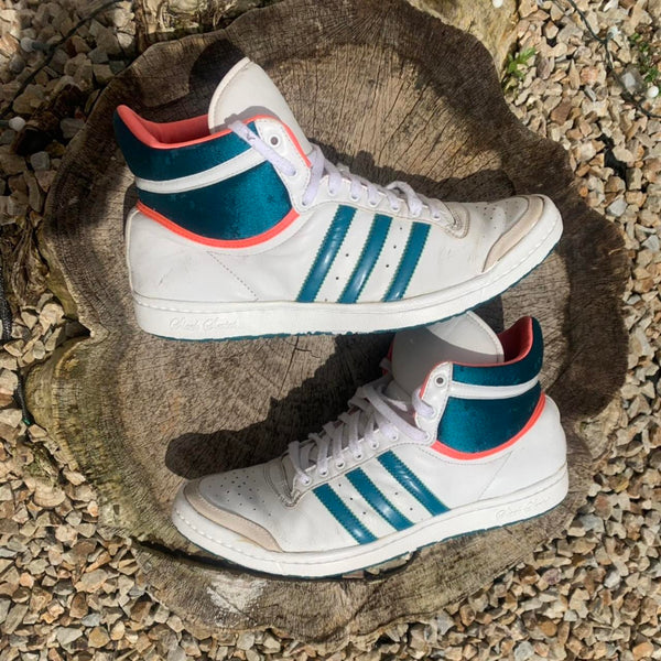 Adidas Originals White Leather Grey Suede Retro Vintage Mid Emerald Green Neon Orange