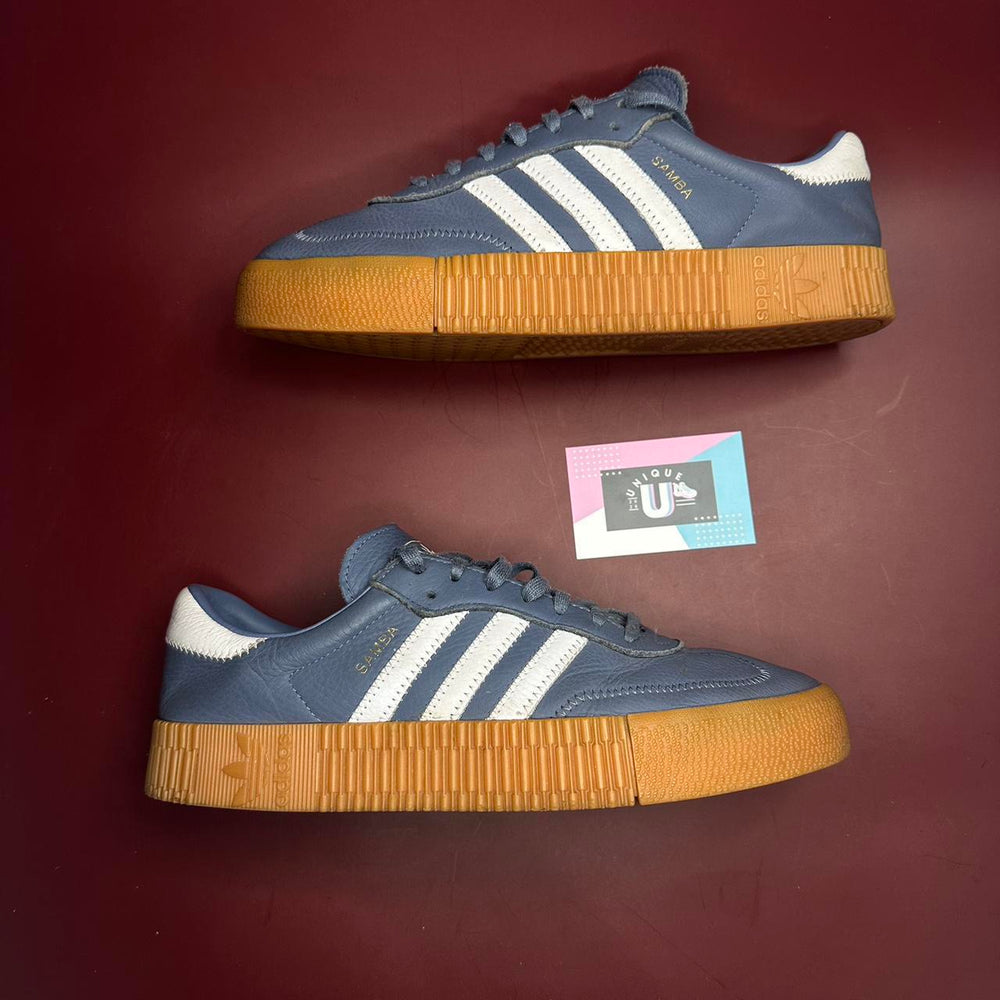 adidas gazelle silver green womens Adidas Originals Samba Rose Blue Navy Grey Leather Special Edition Sambarose