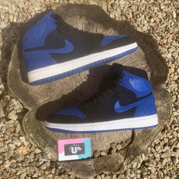 Nike Air Jordan 1 OG Mid Flyknit Royal Blue Black White