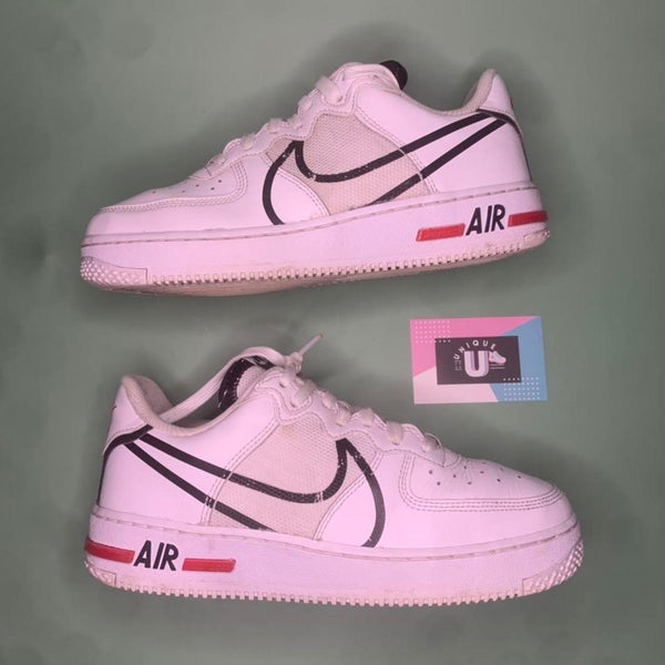 Nike Air Force 1 Low React Premium Style White Black Red