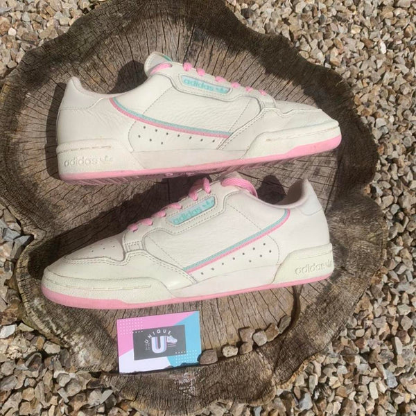 Adidas Originals Continental 80 Cream Leather Pink Teal Vintage Retro Style