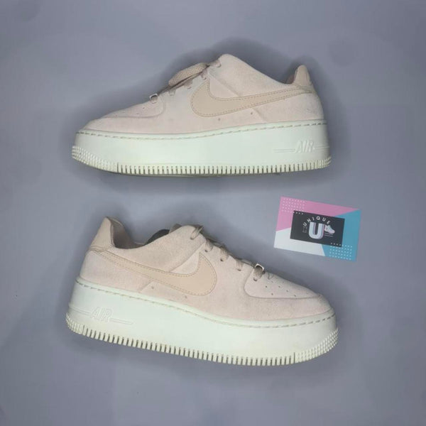Nike Air Force 1 Low Wedge Lift Premium Pink Suede White Cream
