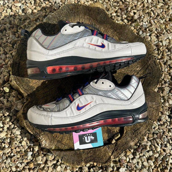 Nike Air Max 98 Space Suit Silver Puffer Black Red Blue