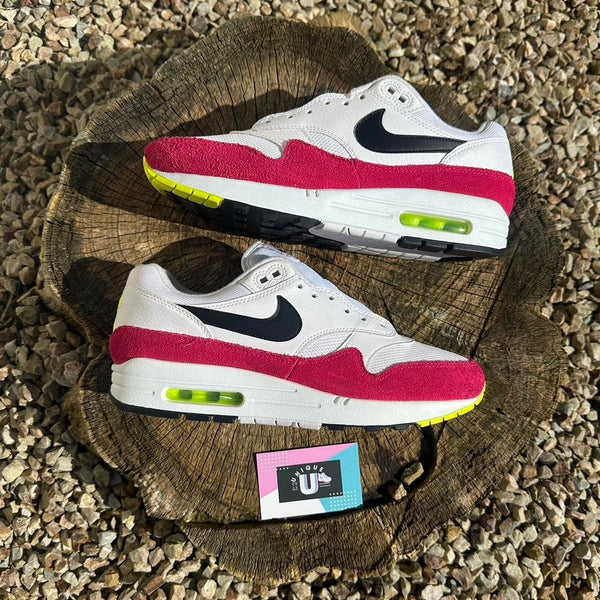 Nike Air Max 1 White Black Pink Rush Neon Volt