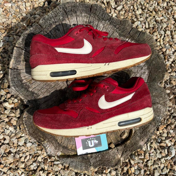 Nike Air Max 1 Gym Red Suede Sail Leather Gum