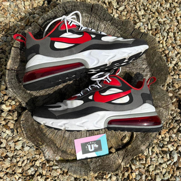 Nike Air Max 270 React Bred University Red Black Grey Suede White