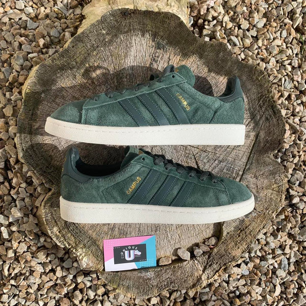 Adidas Originals Campus Emerald Green Khaki Suede Reflective Stripes